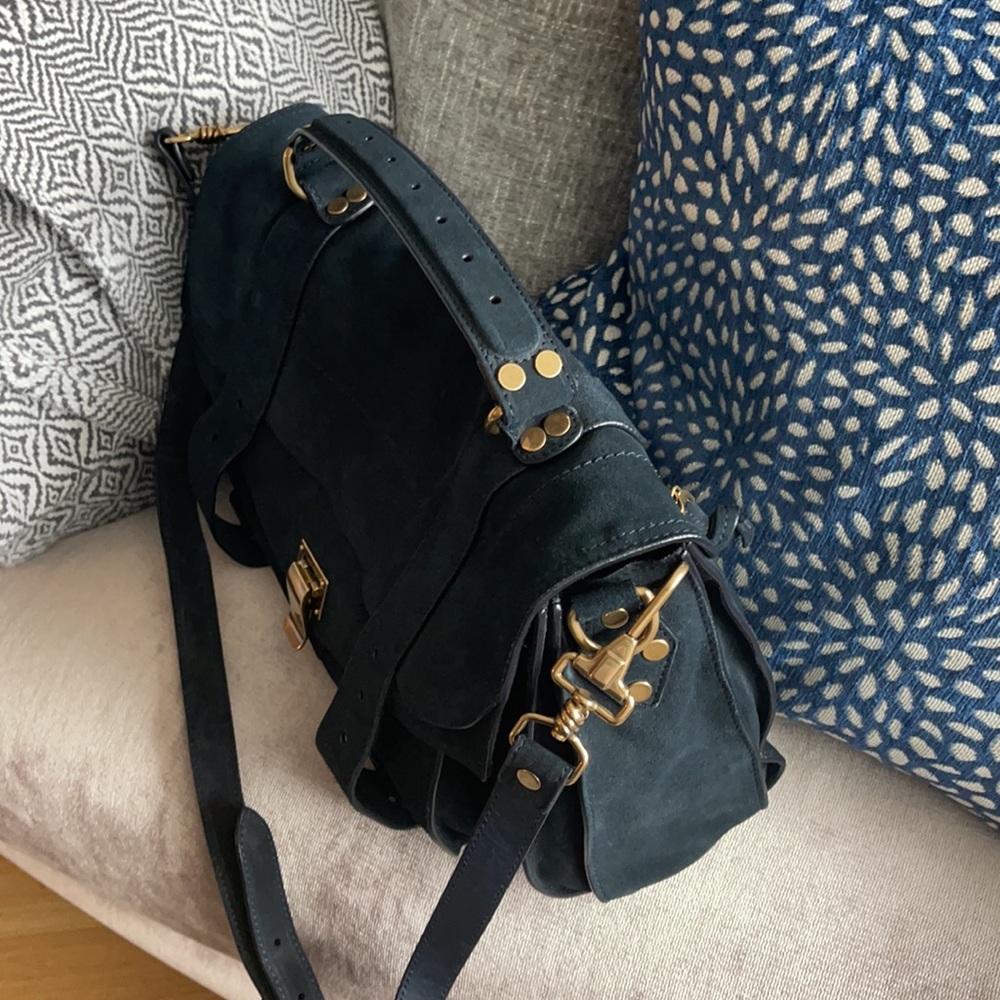 Proenza Schouler PS1 Medium Navy Suede Gold HW - Picture 15 of 16
